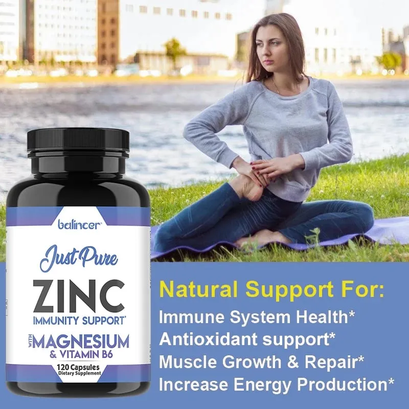 Zinc Supplements - Promotes Energy Production Supports Immune System and Overall Health Non-GMO Gluten-Free