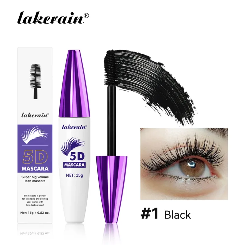 Lakerain 5D Mascara Eyelashes Lengthening Long-Lasting Intense Black Waterproof Nourishing Smudge-Proof Mascara Eye Makeup — image 10