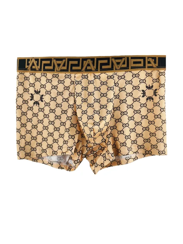 Men's 4-Piece Polyester Boxer Briefs Set - Luxury Geometric & Monogram Patterned, Multi-Color Assortment Underwear — image 2