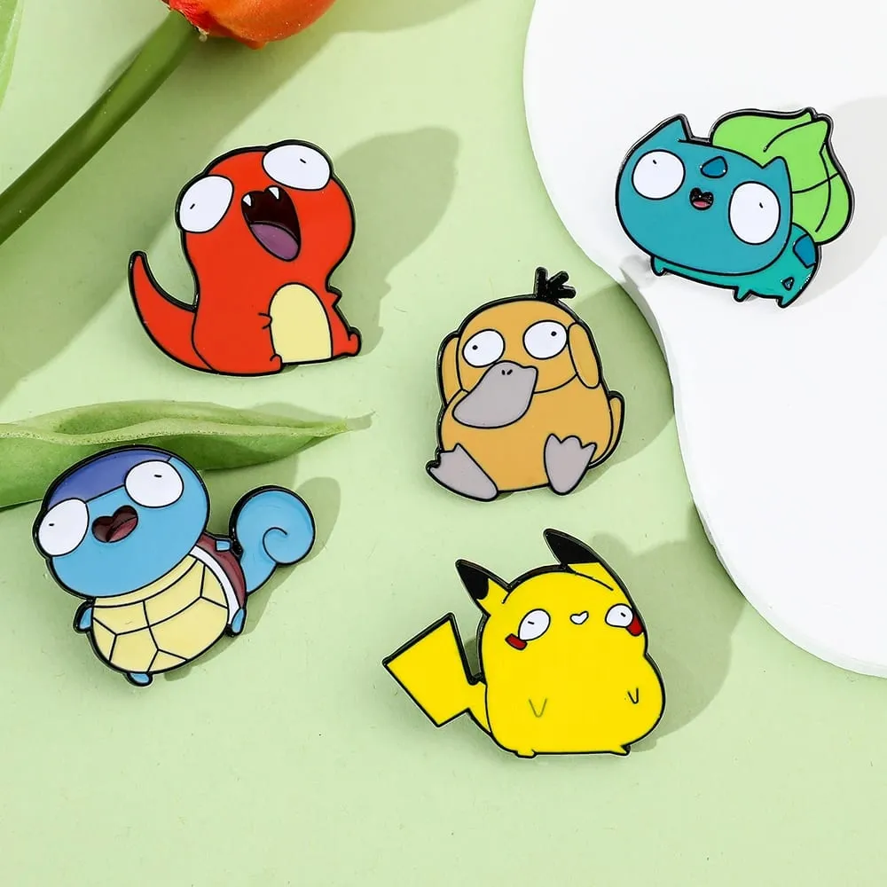 Anime Pokemon Enamel Pin Pikachu Bulbasaur Psyduck Squirtle Badge Brooch Denim Clothes bag Cute Animal kid Jewelry Gift toy — image 3