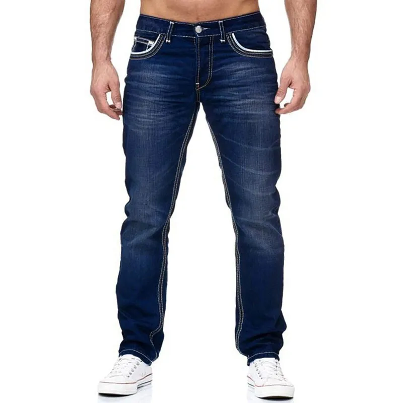 Men Jeans Black Straight Pants Spring Autmun Pockets Denim Casual Tousers Light Blue High quality Streetwear Jeans Men — image 10