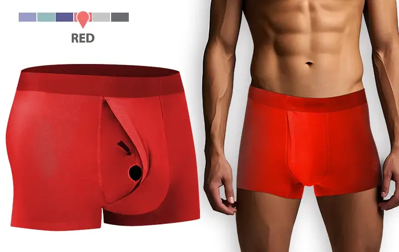 Men's Breathable Underwear Front Open Hole with Adjustable Ring Sheath Boxers Foreskin Long Therapy Enhanced Man Boxers Briefs — image 8