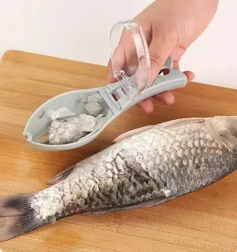 Use a Cover-Equipped Fish Scale Scraper Manual Fish Scale Remover Kitchen Fish Scale Scraper Manual Tool for Removing Fish Scales.