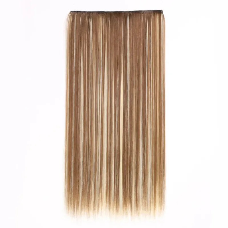 Synthetic Clip in Hair Extensions 6 Pcs/Set 16 Clips Long Straight Hairpieces Clip On Hair Extension for Women Blonde — image 44