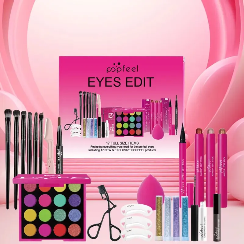 22-Piece Eye Makeup Set: Includes 16-Color Eyeshadow Palette Pearl Shimmer Eyeshadow Brow Tint Black Eyeliner — image 5