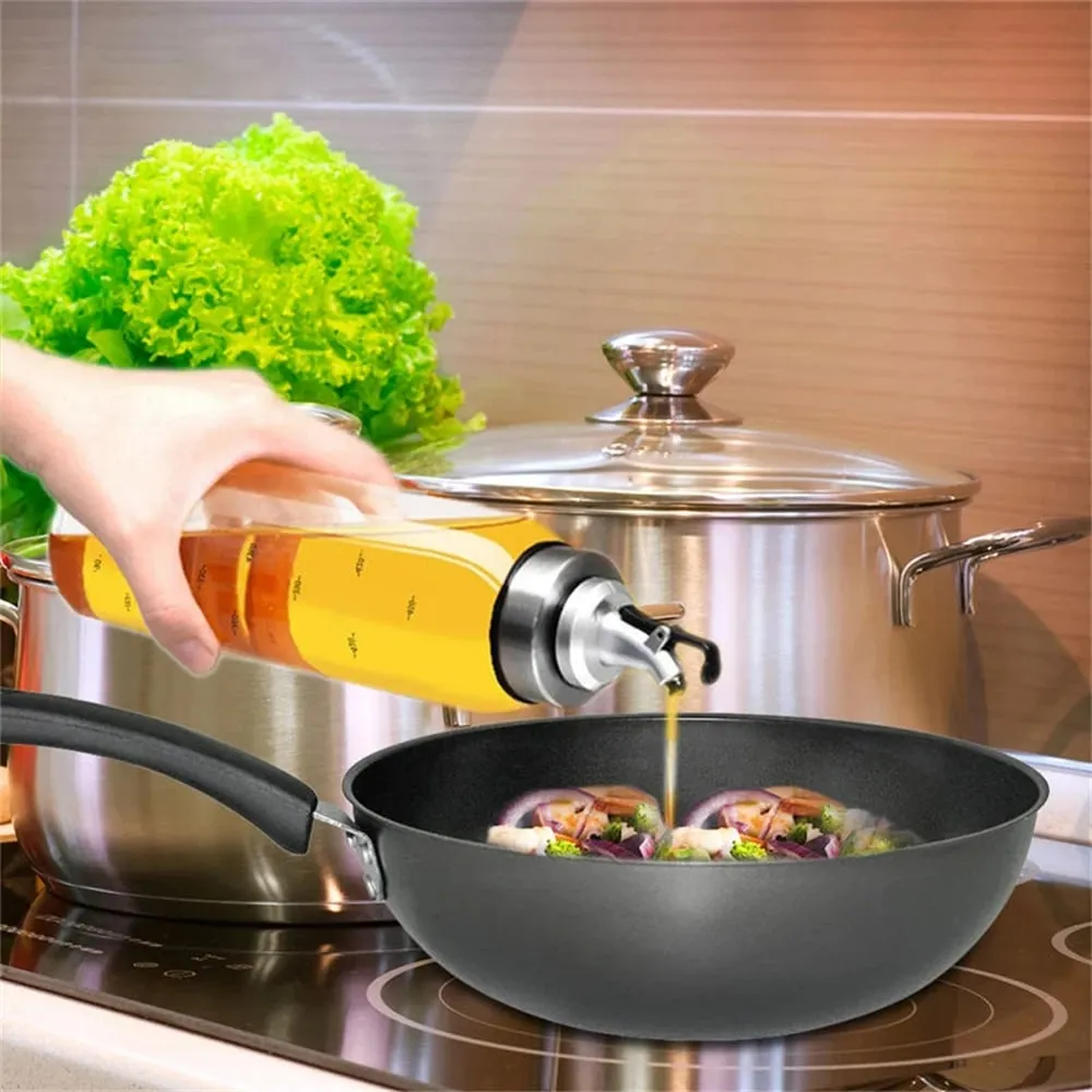 1PCS 180/300/500ml Oil Bottle High Borosilicate Glass Dispenser With Scale Quantitative Sauce Vinegar Cooking Kitchen Supplies