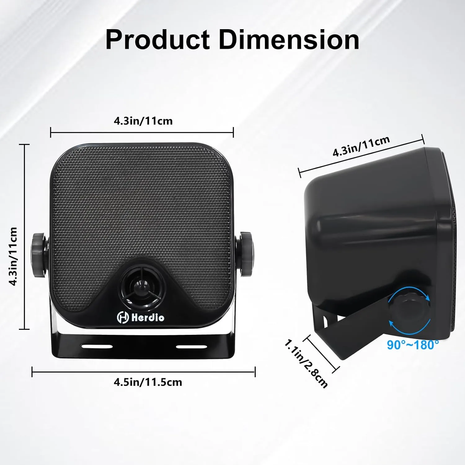 Herdio 4 Inch Heavy Duty Waterproof Boat Marine Box Outdoor Speakers Surface Mounted For Skid Steer ATV UTV RZR Golf Cart Boat — image 3