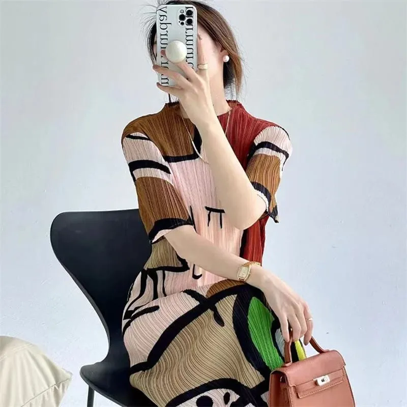 Long Dresses Womens Dresses Spring and Summer new Cartoon Printing Short Sleeve Temperament Fashion Loose Long Dress Female — image 4
