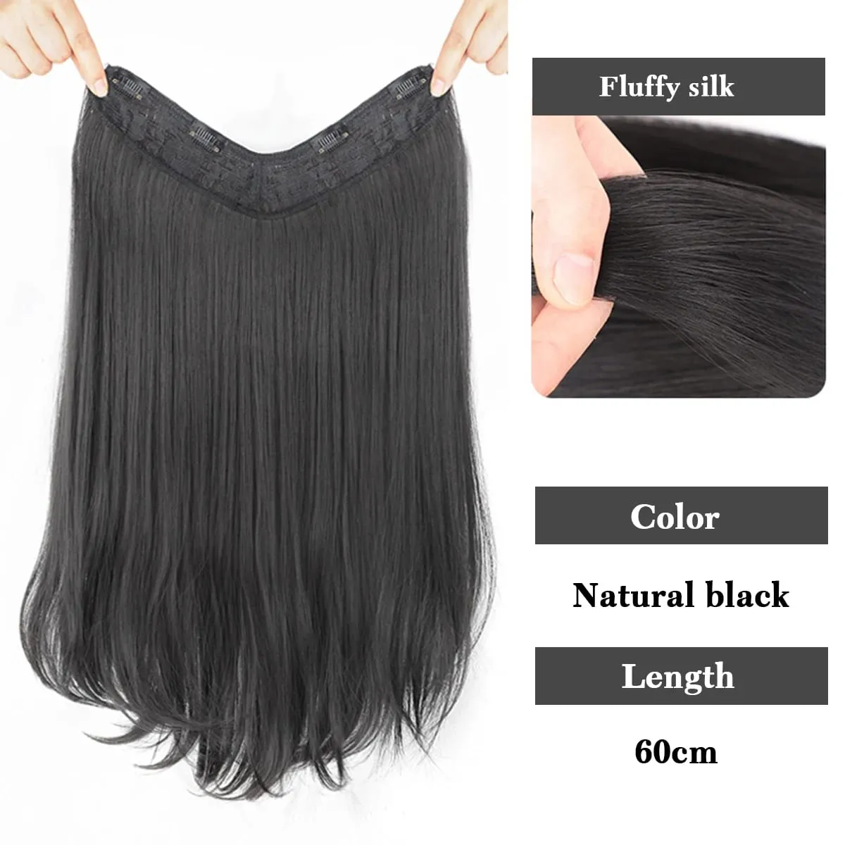 Synthetic V-shaped hair extensions wigs clips that naturally connect to women's hair heat-resistant wigs used for daily wear — image 12