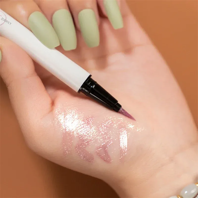 Pearlescent White Liquid Eyeliner Pen Waterproof Non-dizzy Eye Liner Shadow Pen Fast-drying Lasting Shiny Lying Silkworm Pencil — image 3