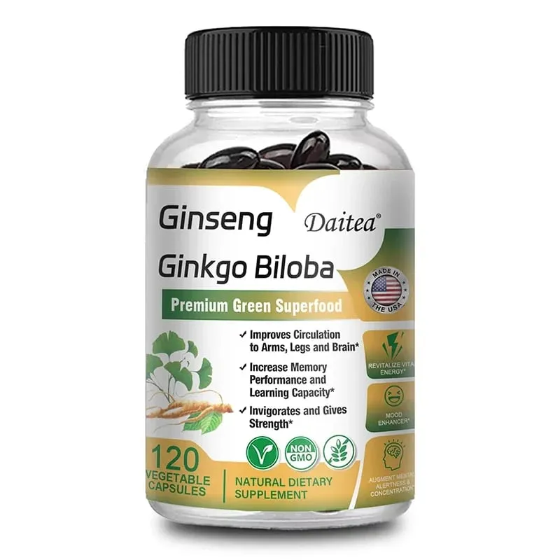 Premium Ginseng + Ginkgo - Suplemento Cerebral Nootrópico Memória e Concentração Circulação e Aumento de Energia 120 Cápsulas — image 8