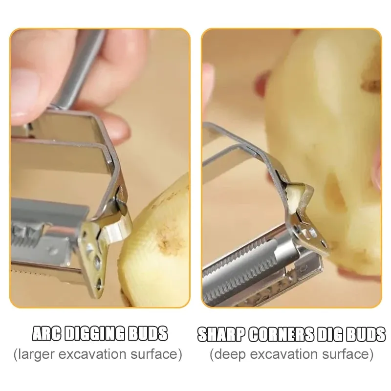 2/4 In 1 Rotary Peeler Multiple-Function Vegetable Fruit Potato Peeler Stainless Steel Peeler Home Kitchen Article Durable — image 4