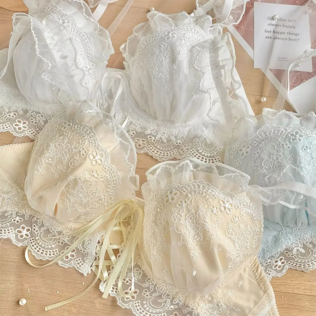 Japanese sweet underwear women's small chest pushup thin underwire adjustable bra set for girls — image 3