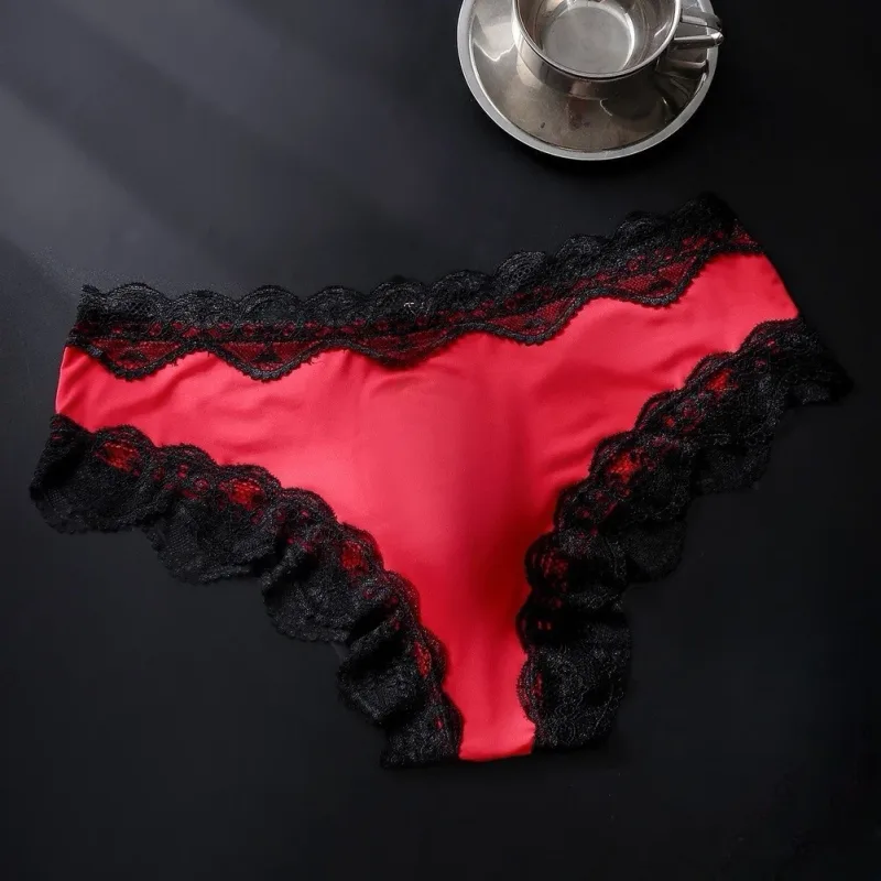 Calcinha masculina com acabamento de renda, cueca respirável de alta elasticidade 3d convexa, roupa íntima sexy fina transparente — image 2