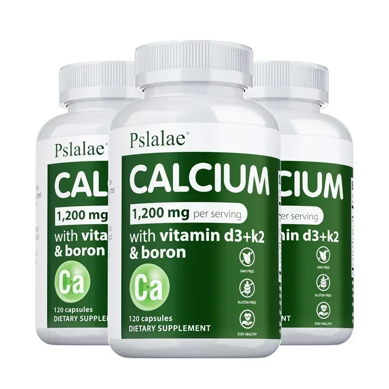Cálcio 1 200 mg com vitamina D3 para mulheres e homens - apoia a saúde óssea e imunológica, mantém a função articular, não OGM, sem glúten
