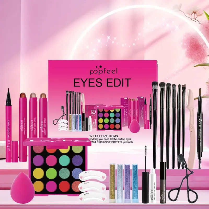 22-Piece Eye Makeup Set: Includes 16-Color Eyeshadow Palette Pearl Shimmer Eyeshadow Brow Tint Black Eyeliner — image 6