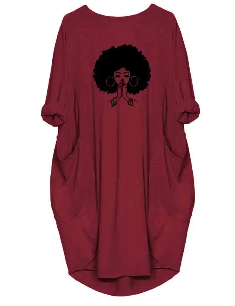 Plus Size Women Short Sleeve O-Neck Loose Casual Dresses — image 4