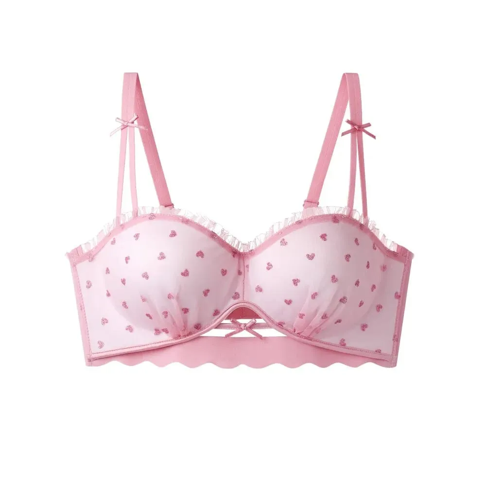 ผู้หญิง 2026 ใหม่ Pure Desire ลูกไม้ฝรั่งเศสครึ่งถ้วย Bra หน้าอกขนาดเล็ก Push Up Anti Sag Comfort สวมใส่ทุกวันสุภาพสตรีชุดชั้นใน Brassiere — image 4