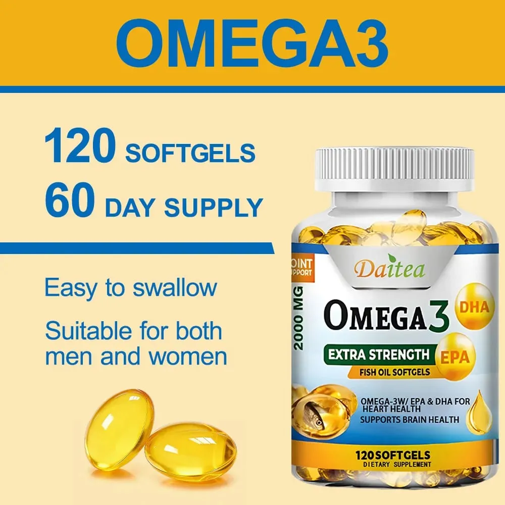 EPA 및 DHA가 함유된 오메가 3 피쉬 오일 2000mg 소프트젤 심장 뇌 관절 및 눈 건강 지원 신경 기능 및 면역력 향상 — image 5