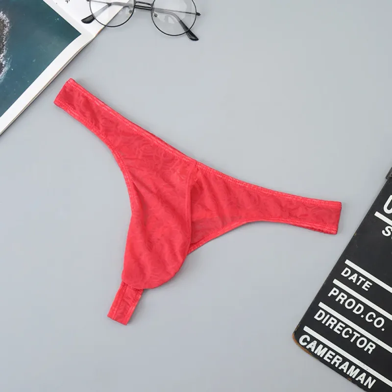 ผู้ชายลูกไม้ Jacquard G-String ชุดชั้นในสูงยืดขนาดใหญ่กระเป๋ากางเกงเซ็กซี่เกย์เร้าอารมณ์ T-back Underpants — image 8