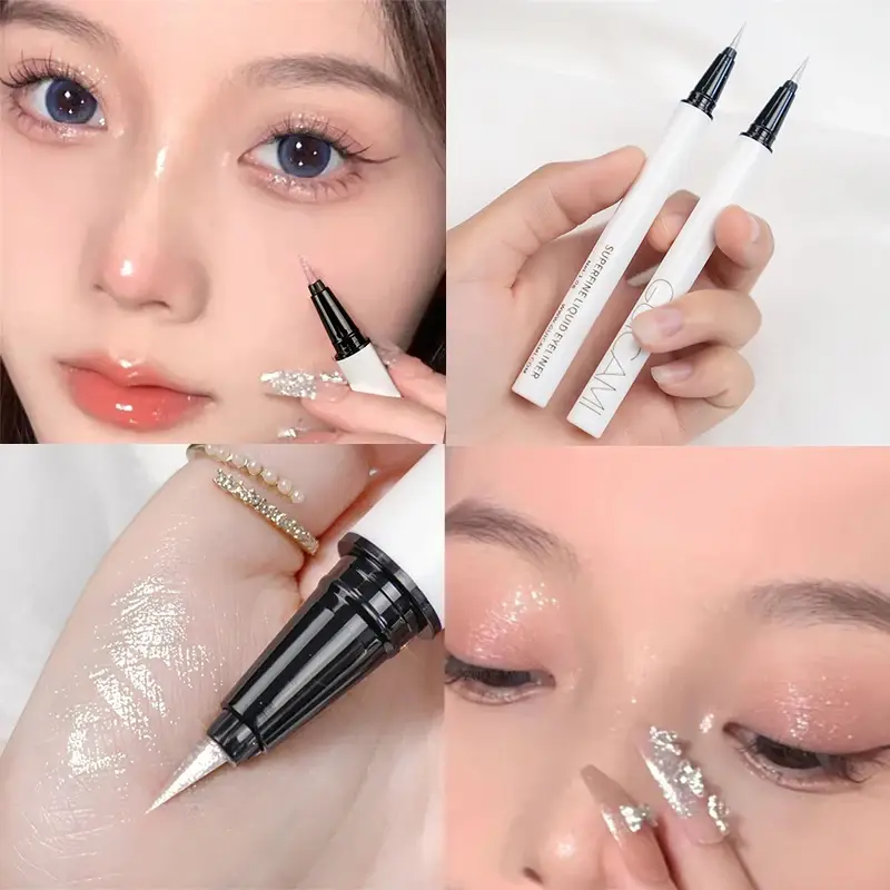 Pearlescent White Liquid Eyeliner Pen Waterproof Non-dizzy Eye Liner Shadow Pen Fast-drying Lasting Shiny Lying Silkworm Pencil — image 2