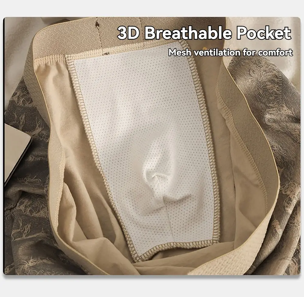 3 stks/pak 100% Katoen Luxe Print Boxers Hombre 3D Mesh Ademend Antibacteriële Pouch Ondergoed Comfortabele Zachte Heren Slipje — image 5