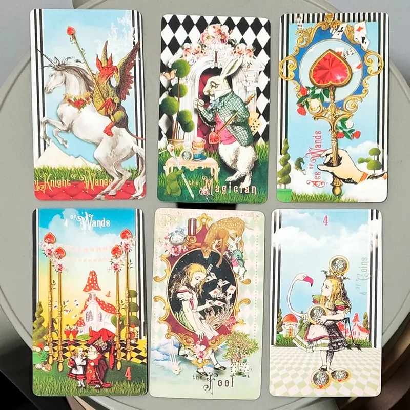 Alice au Pays du Tarot : Un voyage fantaisiste de 78 cartes dans le terrier du lapin – Jeu de tarot classique 10,3*6 cm — image 4