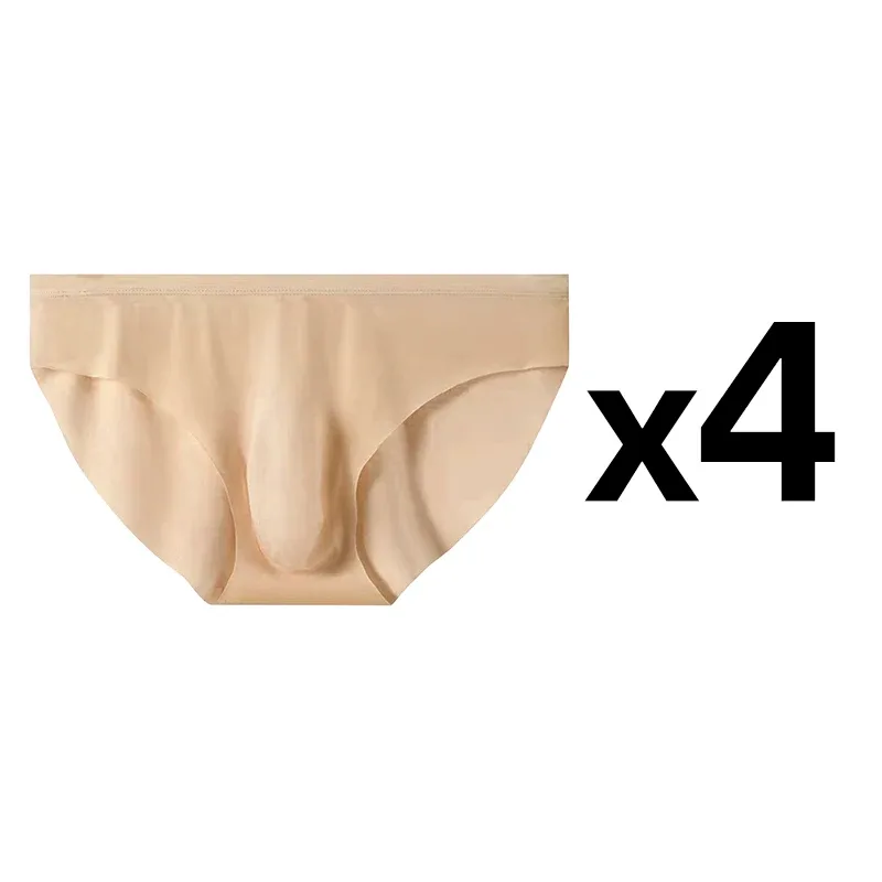 Slips d'été en soie glacée pour hommes, 4 pièces, transparents, sans couture, Sexy, séchage rapide, sous-vêtements respirants, culottes Ultra-fines — image 19