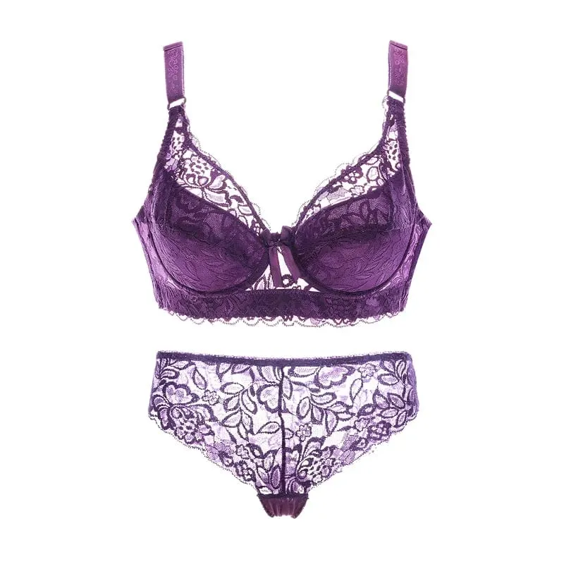 Sexy krajkové tenké kalhotky a kraťasy Velká dámská Bralette Set Push Up Set podprsenky Dívčí top BH Sety spodního prádla Push Up Intimates
