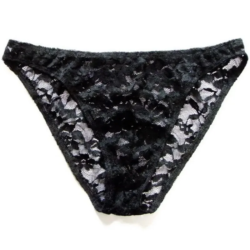 Sexiga män Spets Transparenta trosor Perspektiv Underkläder Hollow Out Rose Mesh Lågväxt manliga trosor — image 12