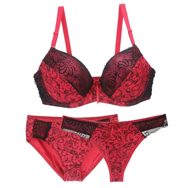 Nouvell Seamless Push Up Bra Sets For Women 3 Piece Underwear BCDEF Cup Beige Black Blue Purple Red White Plus Size Lingerie — image 6