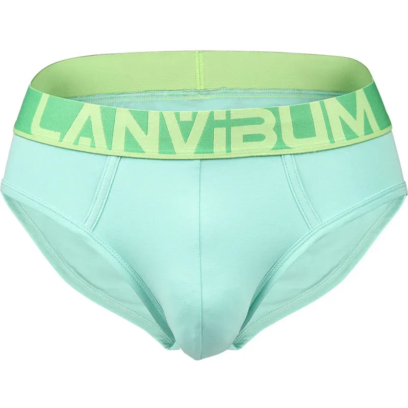 LM644 Summer Men's Briefs Colorful Bright Ribs Cotton Mid-waist Simple Comfortable Breathable U-bullet Bag Soft Youth Underwear — image 4