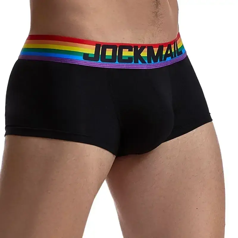 Cueca boxer masculina com cinto de arco-íris, cueca boxer masculina de algodão, roupa íntima respirável, cueca boxer macia branca — image 6