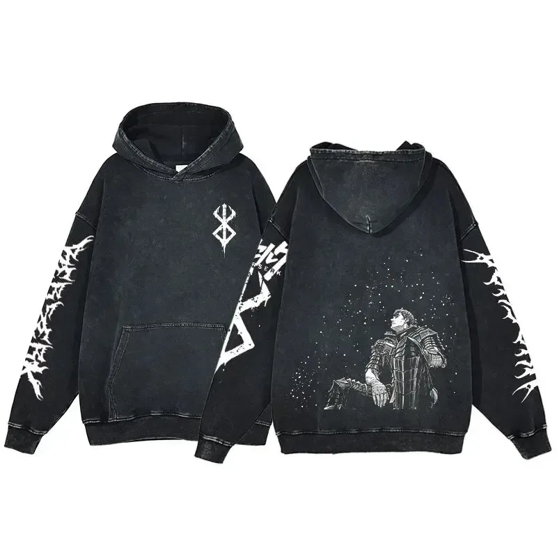 HAI Customizable Retro Washed Hoodies 100% Cotton Tops Black Acid Vintage Hooded Sweatshirts Oversize Hip Hop Male Pullover — image 21