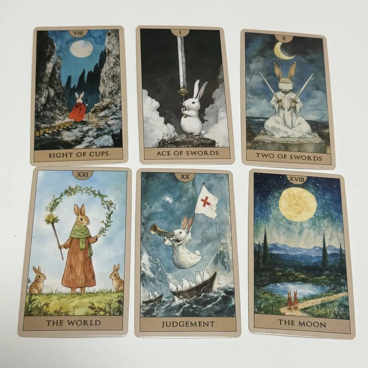 Rabbit Tarot Deck 78pcs Bordspellen Engelse aquarelkaarten Leuke waarzeggerijkaarten — image 3