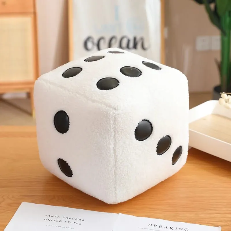 8/25cm Stuffed Mahjong Dice Plush Pillow Soft White Black Back Support Plushie Interactive Indoor Game Instrument Gift — image 9