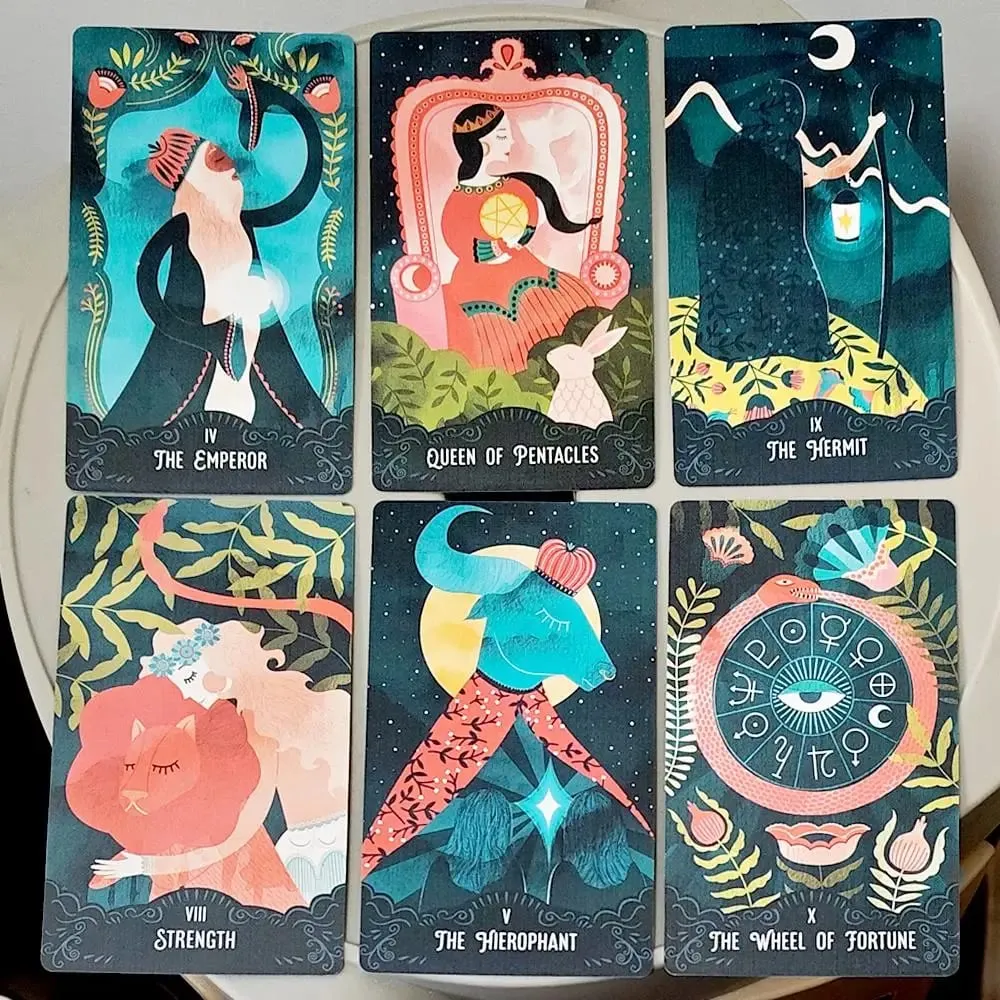 Star Maiden Tarot Deck 78-Card Deck Aesthetic Celestial Divineไพ่ทาโรต์ 2 ชิ้นกล่องแข็งคู่-นูน 12*7 ซม. — image 8