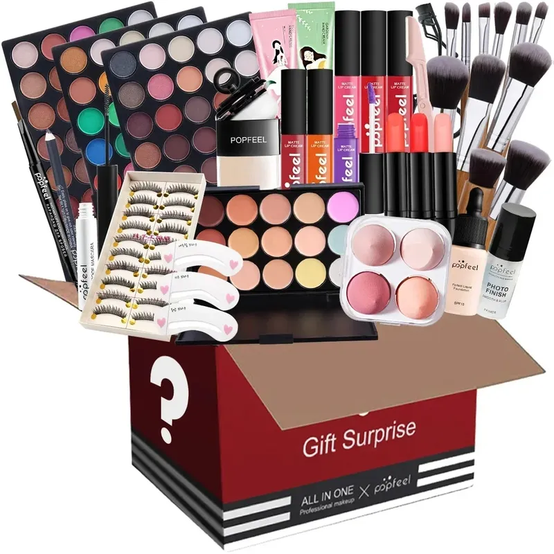 All-in-One Makeup Kit Gift Set with Eyeshadow Palette Foundation Lip Gloss Blush Brushes Eyeliner and More Beauty Gifts — image 2