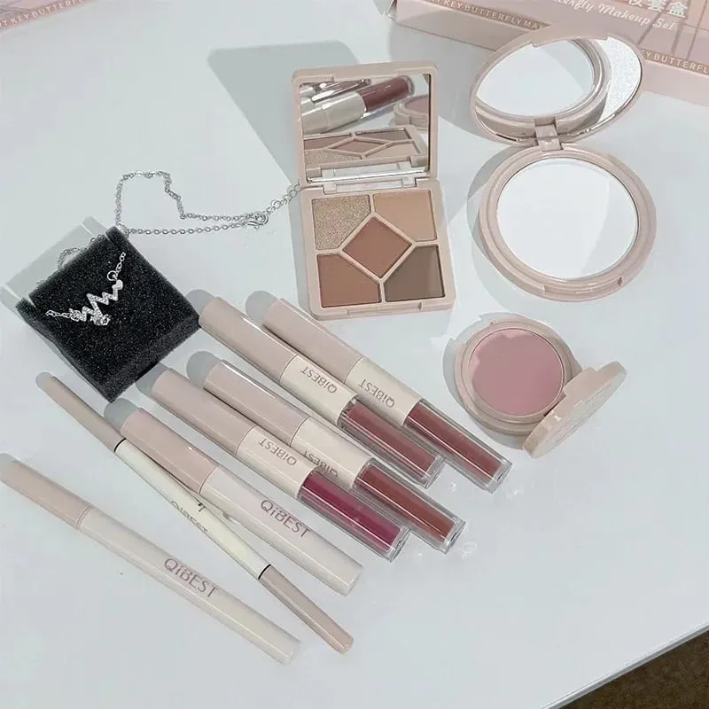 Multipurpose Makeup Set 4pc Double Head Lip Glaze Face Pressed Powder Blusher Eyeshadow Eyebrow Pencil Eyeliner Lip Oil — image 4