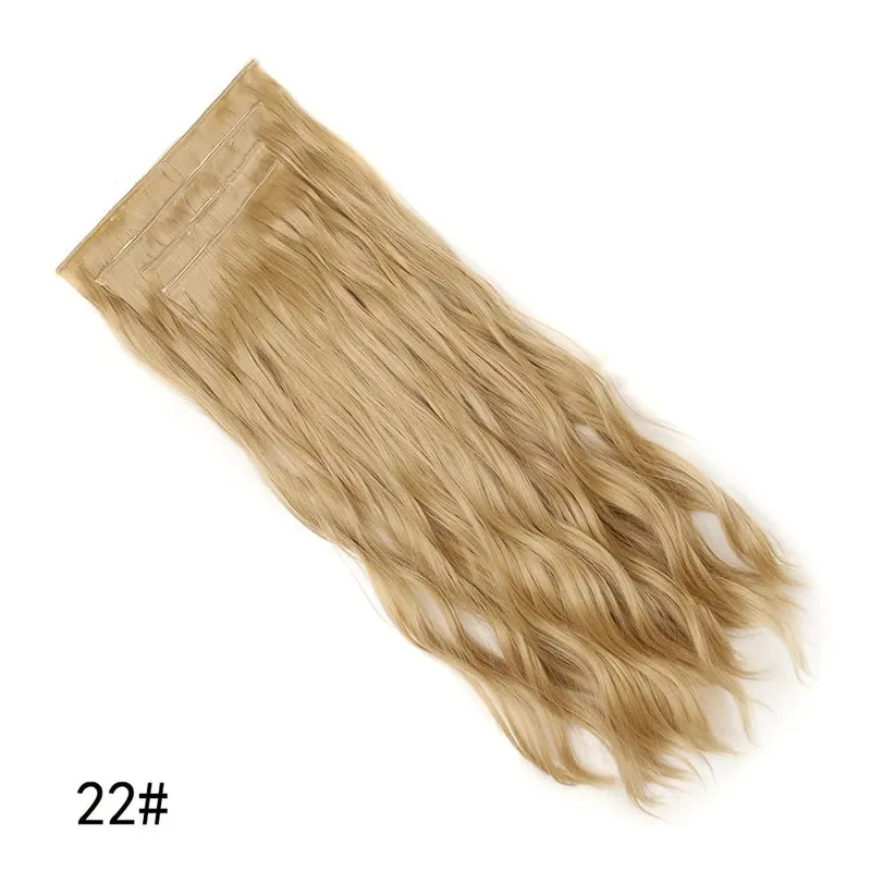 Jeedou Synthetic 4PCS/set Clip in Beach Wavy Hair Extensions Long Bouncy Curly Hairpieces Black Brown Color for Women