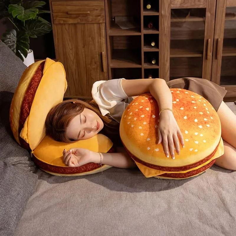40CM Simulation Plush Bread Hamburger Pillow Lazy Sofa Turn To Seat Cushion Stuffed Food Cute Toys Home Decor Kids Birthday Gift — image 3