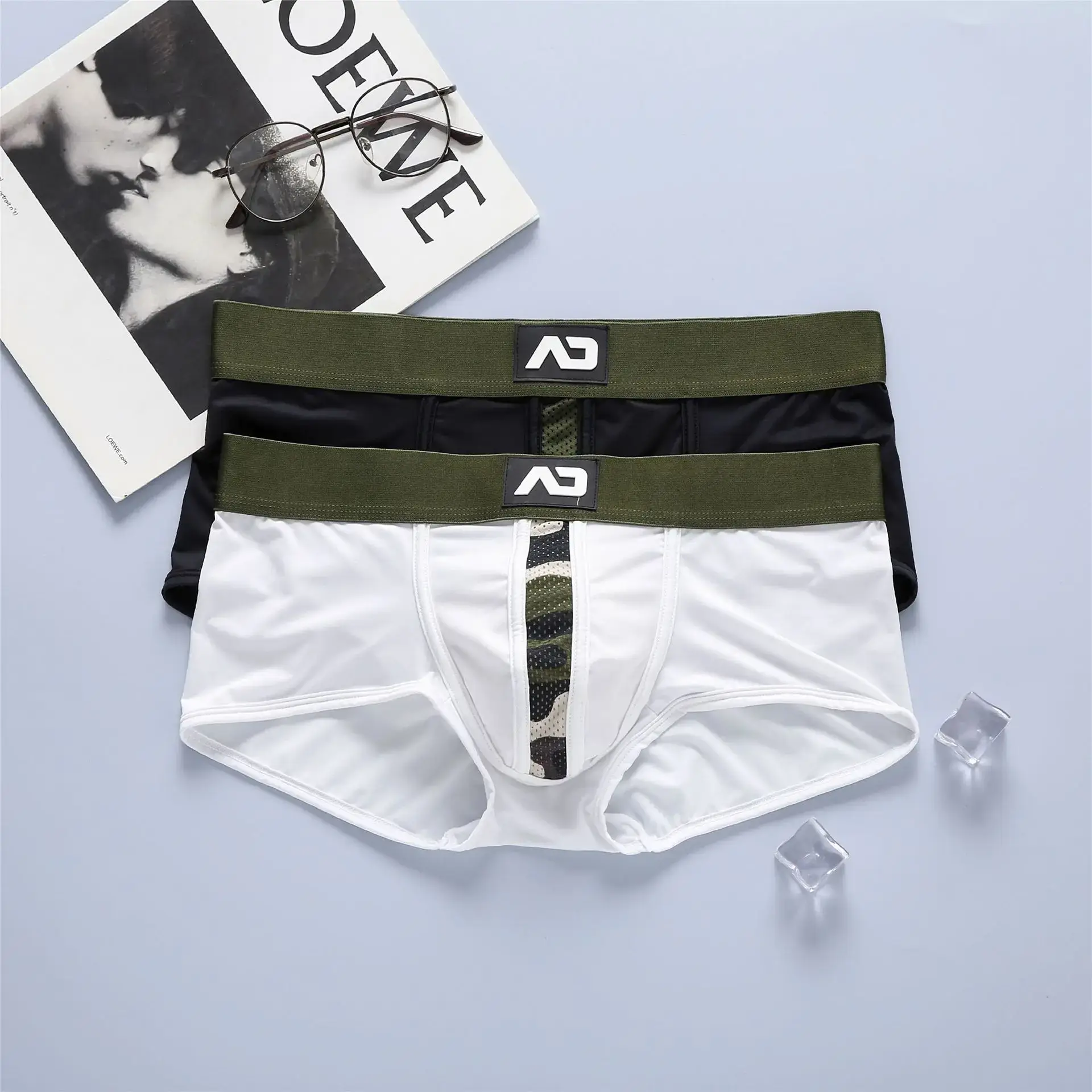 Sous-vêtements d'angle plat pour hommes, taille basse, sac tridimensionnel élastique Sexy, confortable, sous-vêtements d'angle plat, nouvelle collection — image 1