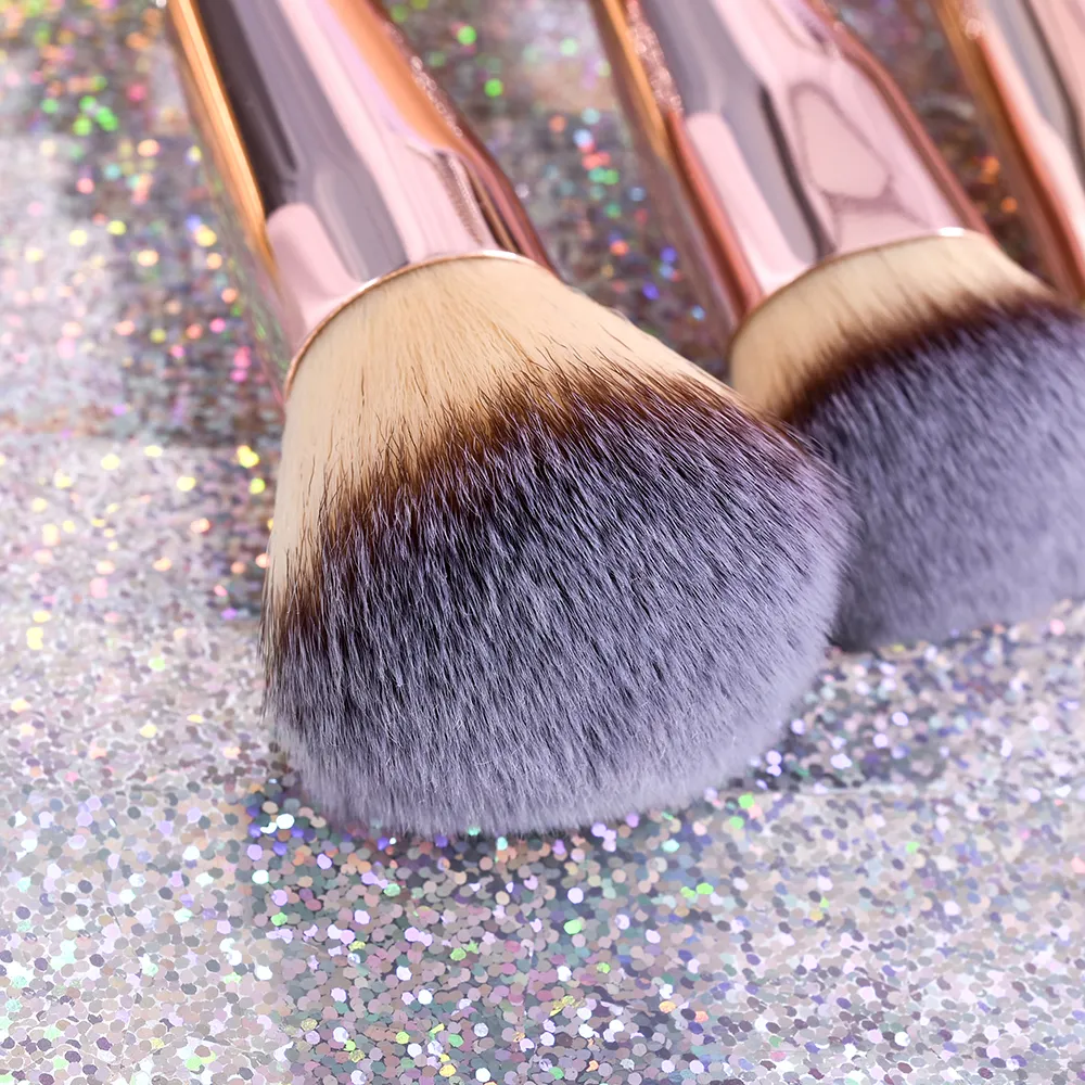 New 14 Pcs Luxury Rose Gold Bling Rhinestone Makeup Brushes Set Glitter Diamond Vegan Makeup Brush Set With Rhinestone — image 2