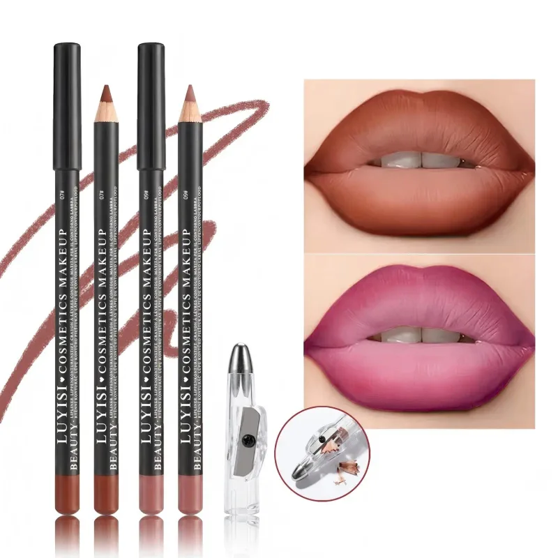 Professional Lip Liner Set with Sharpener 2pcs Waterproof Lip Pencils+1pc Sharpener Long-Wearing Transfer-Proof Velvet Matte — image 4