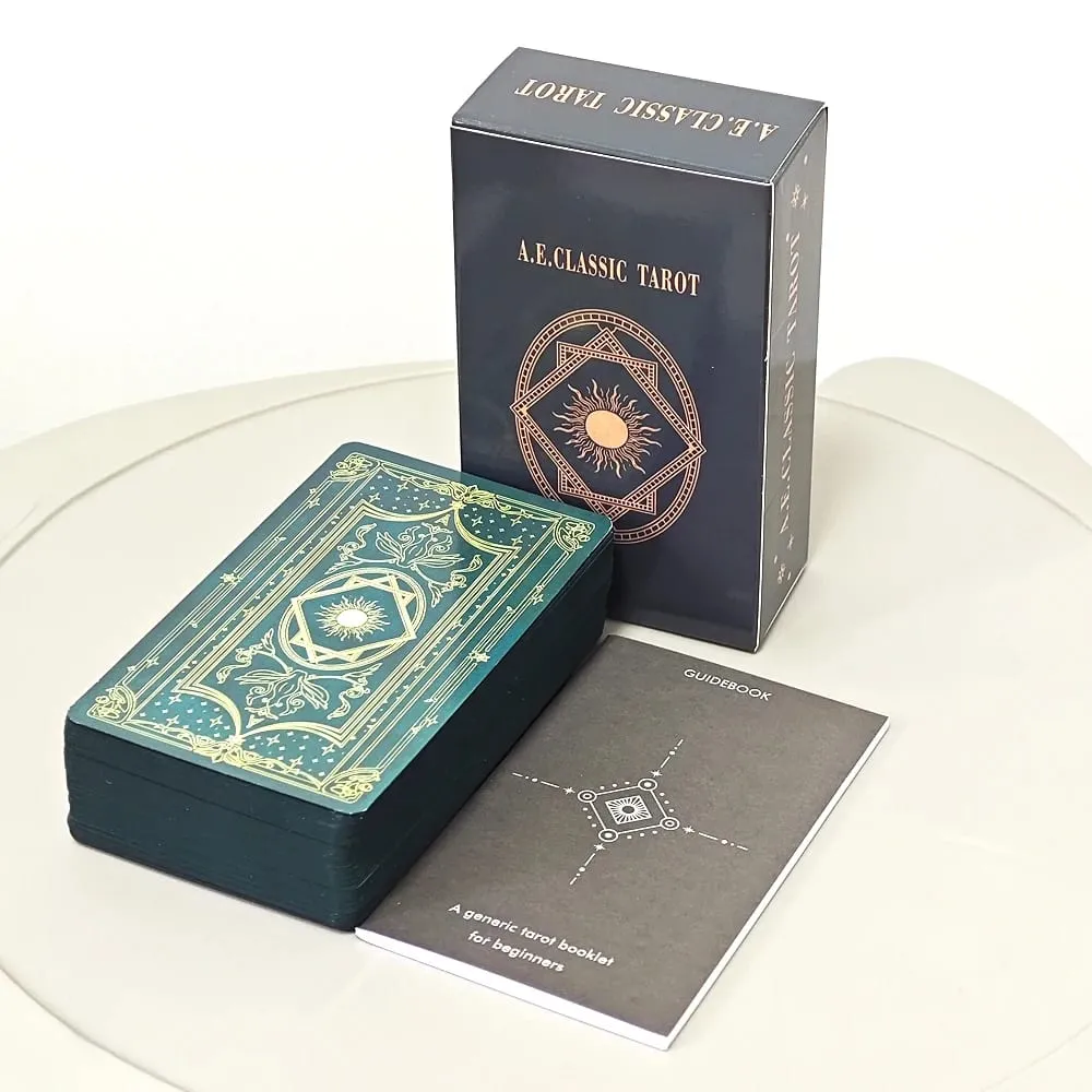 A.E. Tarot classique 78 pièces système Rider Waite cartes de Tarot avec bords dorés vert foncé avec guide pour débutants 10.3*6 cm — image 2