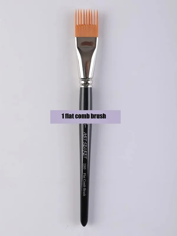 Professional 5 pcs Flat Comb Brush Nylon Paint Drawing Brushes Oil Artists Painting Brush Set For Artists Student