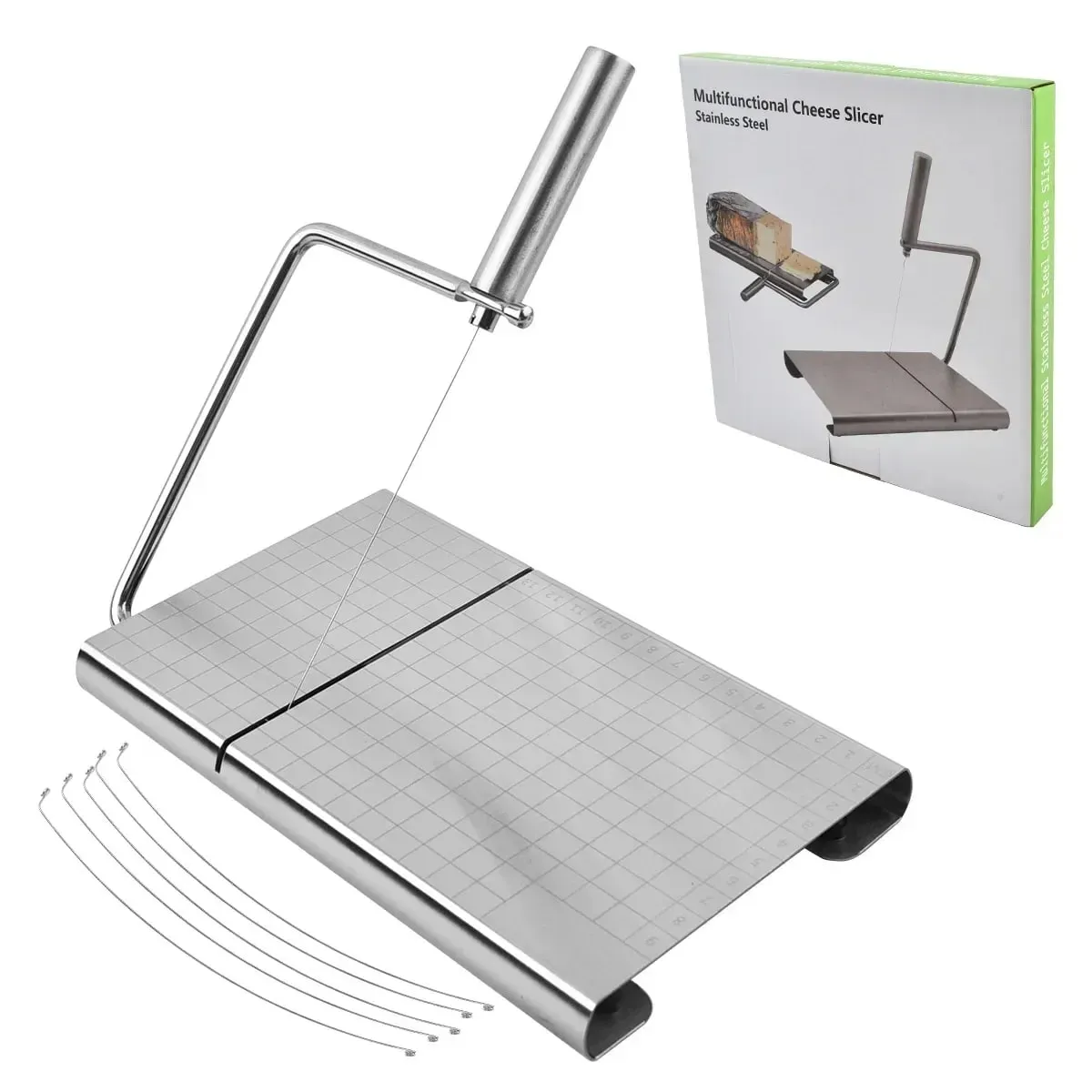 Cheese and Butter Slicers with Wire Cheese Adjustable Cheese Cutter Board 5pcs Replacement Stainless Steel Cutting Wire — image 3