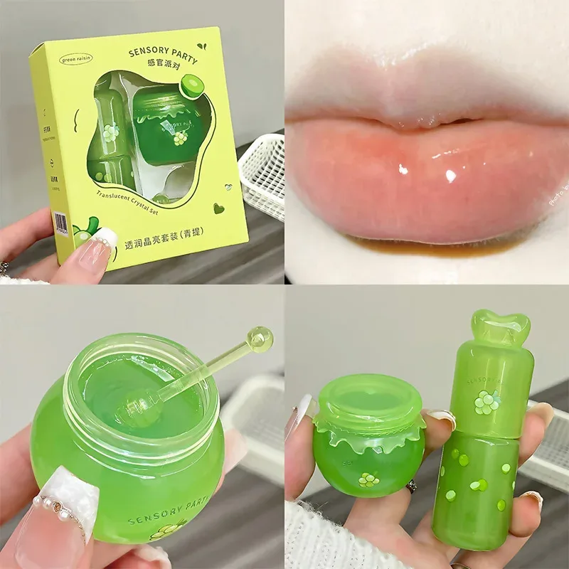 Strawberry Hydrating Lip Balm and Lip Oil Set Light Moisturizing Soothing Tender Lips for Relieve Dryness Lip Care Set Makeup — image 4