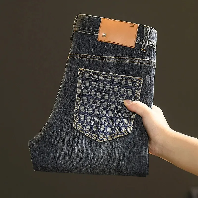 2024 New Light Luxury Jeans Men's Spring and Autumn Versatile High-End Casual Affordable Luxury Fashion Slim Trousers — image 2
