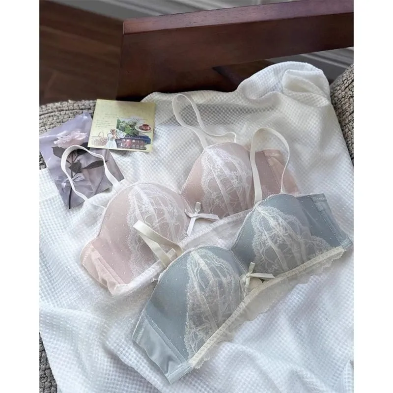 Viktorianisch inspiriertes Demi-BH- und Knicker-Set | Transparenter Push-up-BH aus Mesh-Spitze für kleine Brüste, Anti-Durchhängen | Luxus-Dessous MOYISU Höschen — image 3